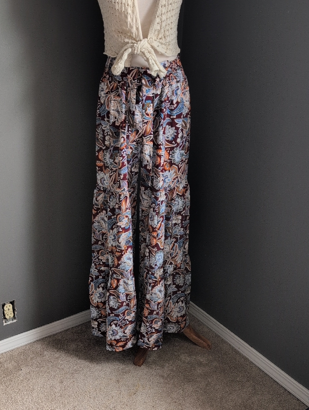 Ces Femme Wide Leg Floral Paisley Pants - Small